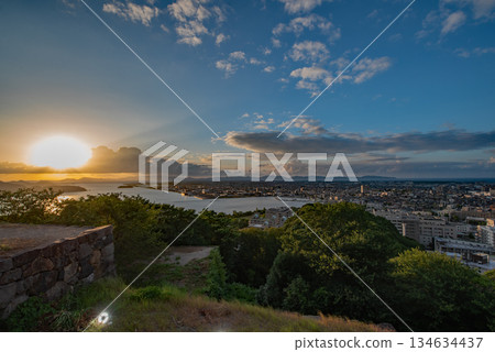 Twilight at the Yonago Castle Ruins Twilight at the Yonago Castle Ruins 134634437