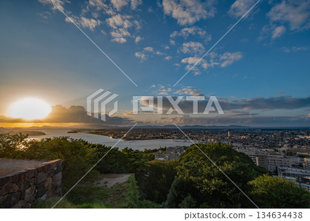Twilight at the Yonago Castle Ruins Twilight at the Yonago Castle Ruins 134634438