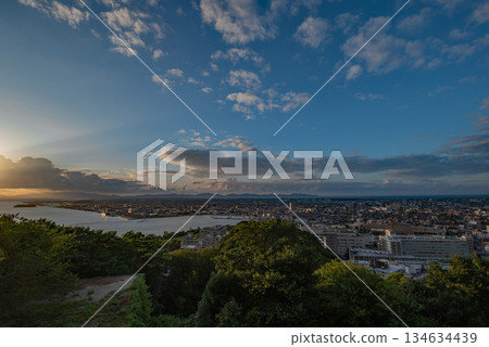 Twilight at the Yonago Castle Ruins Twilight at the Yonago Castle Ruins 134634439