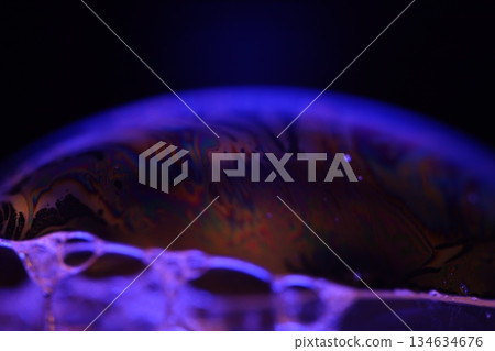 Purple liquid surface, phenomenal structure, green oils on a dark background, colourful abstract, surrealistic art, iridescent effect 134634676