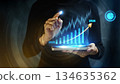 Business growth and financial forecast for 2026 on smartphone hologram 134635362