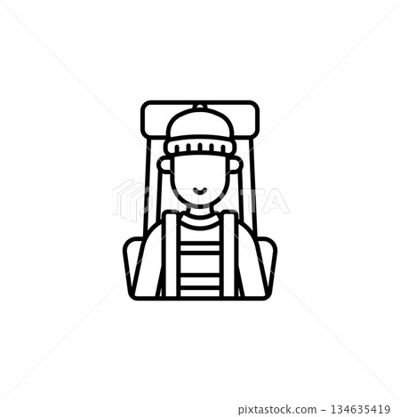 Hiker Man vector icon. Adventure icon line style. perfect use for logo, presentation, website, and more. modern icon design outline style Hiker Man vector icon. Adventure icon line style. perfect use for logo, presentation, website, and more. modern icon design outline style 134635419