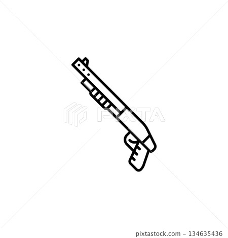Shotgun vector icon. Adventure icon line style. perfect use for logo, presentation, website, and more. modern icon design outline style Shotgun vector icon. Adventure icon line style. perfect use for logo, presentation, website, and more. modern icon design outline style 134635436