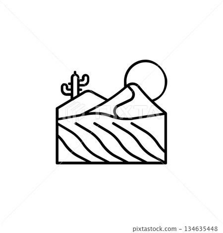Desert vector icon. Adventure icon line style. perfect use for logo, presentation, website, and more. modern icon design outline style Desert vector icon. Adventure icon line style. perfect use for logo, presentation, website, and more. modern icon design outline style 134635448