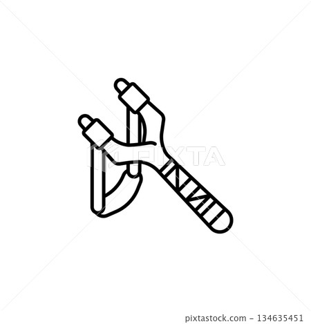 Slingshot vector icon. Adventure icon line style. perfect use for logo, presentation, website, and more. modern icon design outline style Slingshot vector icon. Adventure icon line style. perfect use for logo, presentation, website, and more. modern icon design outline style 134635451