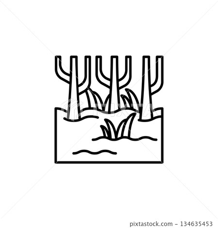Swamp vector icon. Adventure icon line style. perfect use for logo, presentation, website, and more. modern icon design outline style Swamp vector icon. Adventure icon line style. perfect use for logo, presentation, website, and more. modern icon design outline style 134635453