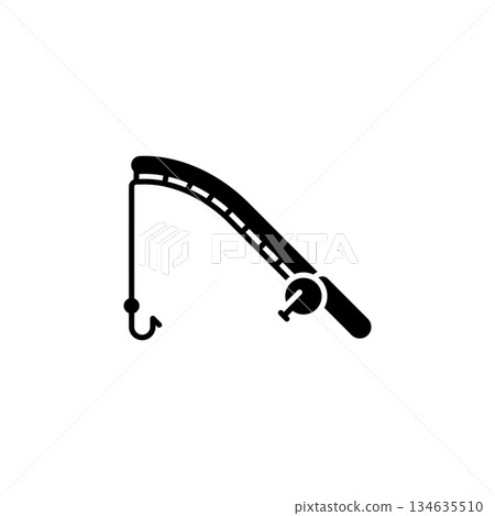 Fishing Rod vector icon. Adventure icon solid style. perfect use for logo, presentation, website, and more. modern icon design glyph style 134635510