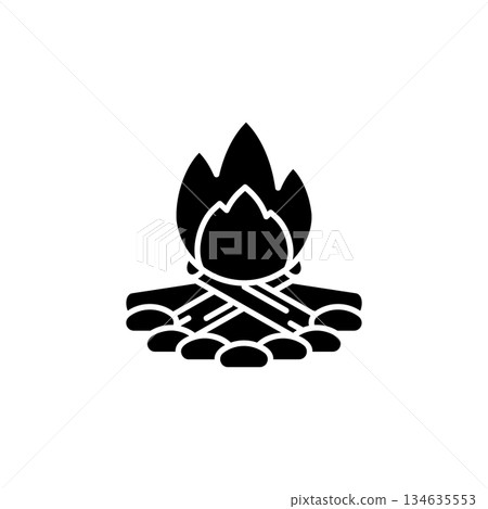 Campfire vector icon. Adventure icon solid style. perfect use for logo, presentation, website, and more. modern icon design glyph style Campfire vector icon. Adventure icon solid style. perfect use for logo, presentation, website, and more. modern icon design glyph style 134635553
