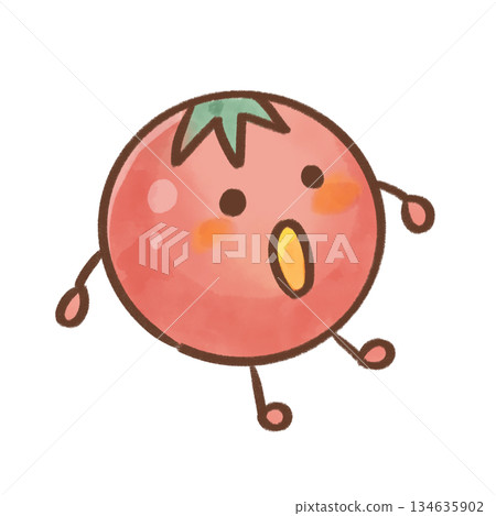 Watercolor style loose bento side dish character cherry tomato illustration (single, transparent, copy space) 134635902