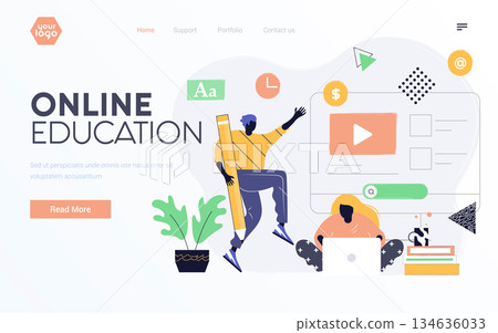 Flat Modern design Illustration of Online Education Flat Modern design Illustration of Online Education 134636033