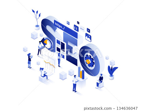 Modern Isometric Illustration design - SEO Modern Isometric Illustration design - SEO 134636047