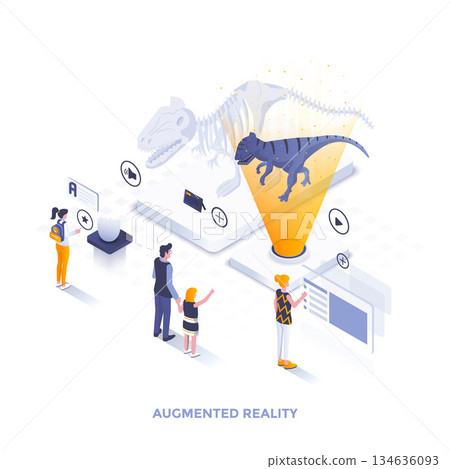Flat color Modern Isometric Illustration design - Augmented Reality Flat color Modern Isometric Illustration design - Augmented Reality 134636093
