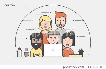 Flat Line Modern Concept Illustration 134636109
