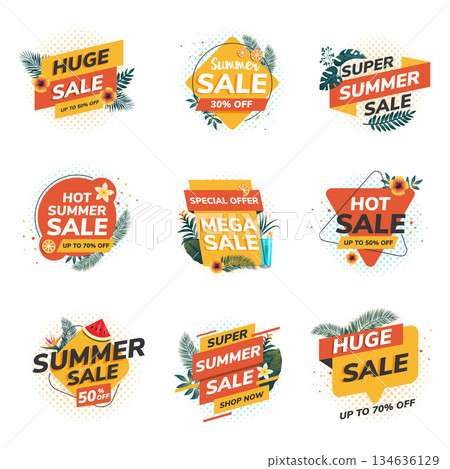 Flat Design Origami Summer Sale Labels 2 Flat Design Origami Summer Sale Labels 2 134636129