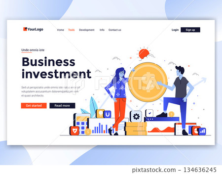 Flat Modern design of website template - Business Investment 134636245