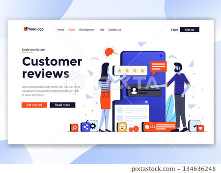 Flat Modern design of website template - Customer reviews 134636248
