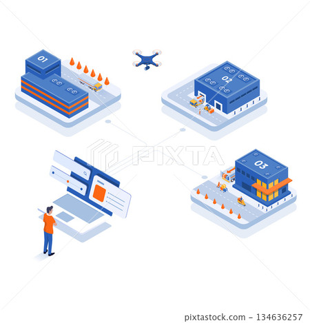 Modern Isometric Illustration design - Online shopping and Delivery Modern Isometric Illustration design - Online shopping and Delivery 134636257