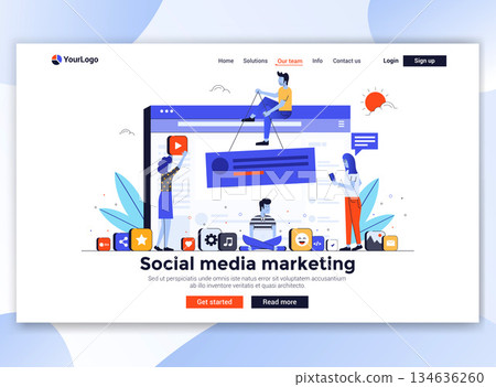 Flat Modern design of website template - Social media marketing Flat Modern design of website template - Social media marketing 134636260