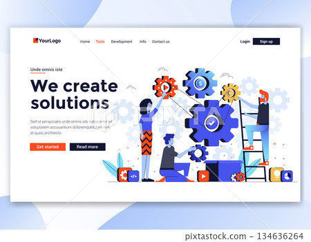 Flat Modern design of website template - We create solutions Flat Modern design of website template - We create solutions 134636264