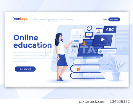 Flat Modern design of wesite template - Online Education Flat Modern design of wesite template - Online Education 134636322