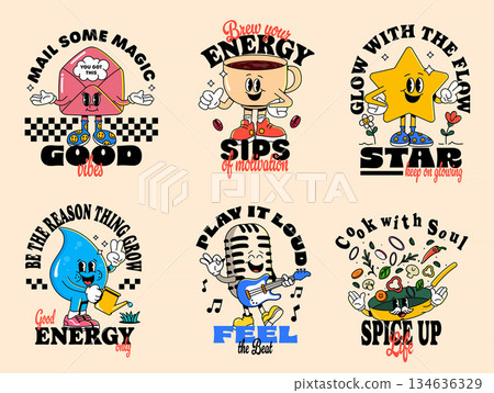 Groovy Motivational Characters set 134636329