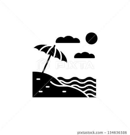 Beach vector icon. Adventure icon solid style. perfect use for logo, presentation, website, and more. modern icon design glyph style Beach vector icon. Adventure icon solid style. perfect use for logo, presentation, website, and more. modern icon design glyph style 134636386