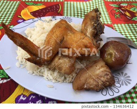 Bolivia: Bolivian cuisine: chicken wings and fried chicken 134636412