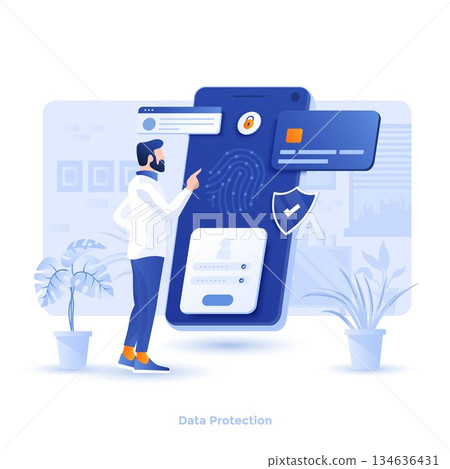 Flat color Modern Illustration design - Data Protection 134636431