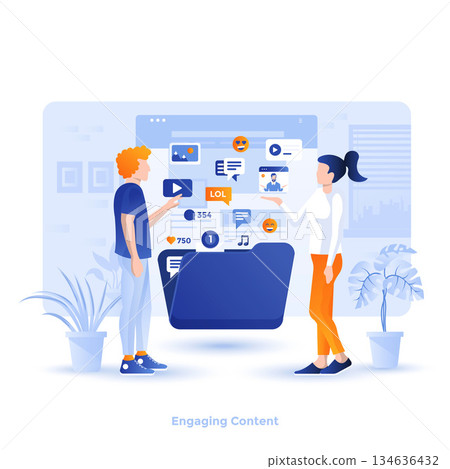 Flat color Modern Illustration design - Engaging Content 134636432