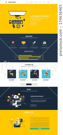 Website interface template- one page. Modern flat style. Vector 134636465