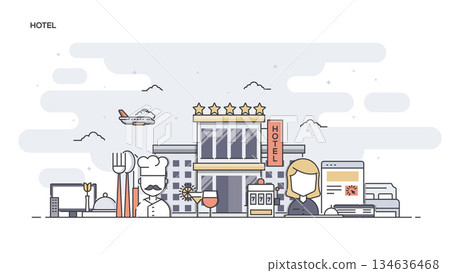 Hotel Flat line designed banner 134636468