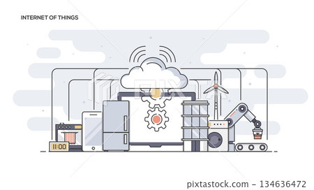 Internet of things Flat line designed banner 134636472