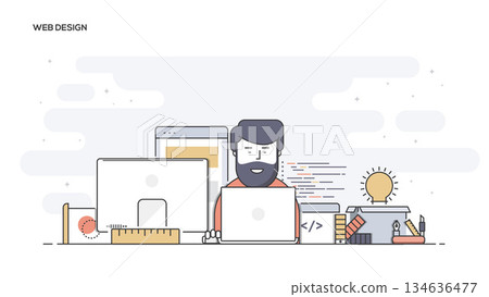Web design Flat line designed banner 134636477
