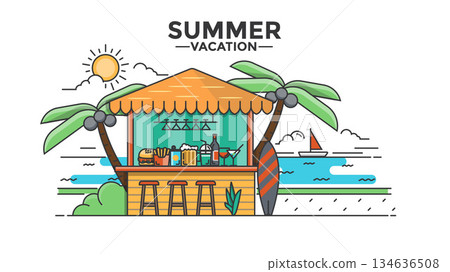 Flat Line Design Hero Image - Beach Bar 134636508