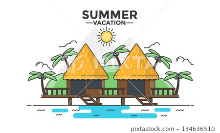 Flat Line Design Hero Image - House 134636510