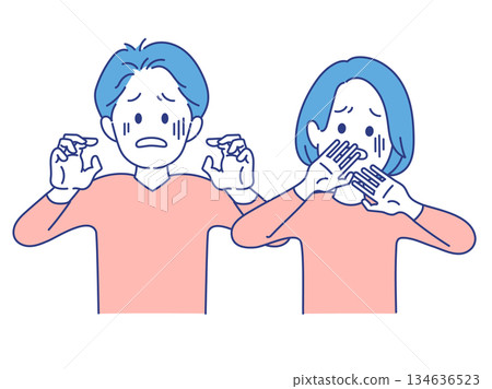 成年男女，臉部表情，插圖，姿勢不佳 134636523