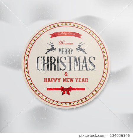 Christmas  label with holidays greeting. Vector 134636546