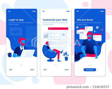 Flat Design Oneboarding Concepts - Customize your data Flat Design Oneboarding Concepts - Customize your data 134636557