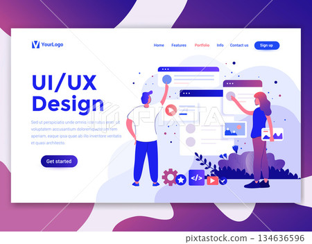 Flat Modern design of wesite template - Ui Design 134636596
