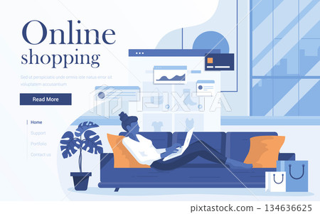 Flat Modern design Illustration of Online Shopping Flat Modern design Illustration of Online Shopping 134636625