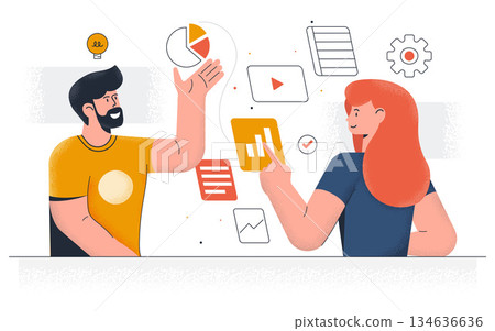Flat Modern design Illustration of Manage your Workflow Flat Modern design Illustration of Manage your Workflow 134636636