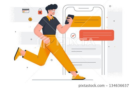 Flat Modern design Illustration of M-Banking Flat Modern design Illustration of M-Banking 134636637