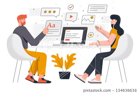 Flat Modern design Illustration of Office work Flat Modern design Illustration of Office work 134636638