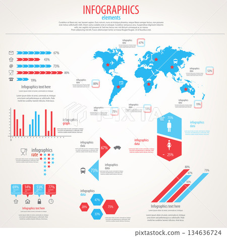 Travel infographics set. World Map and Information Graphics. Vector Travel infographics set. World Map and Information Graphics. Vector 134636724