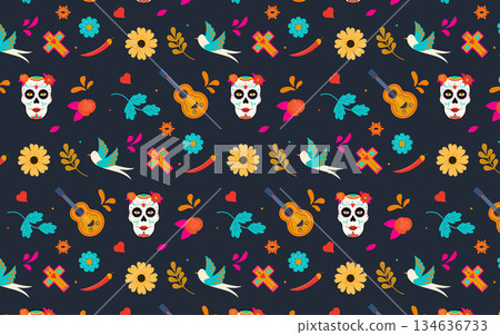 Dia de los Muertos pattern 134636733