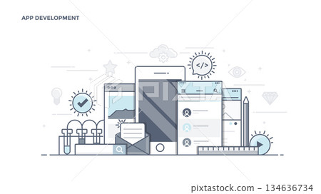 Flat Line Desin Header - App Development Flat Line Desin Header - App Development 134636734