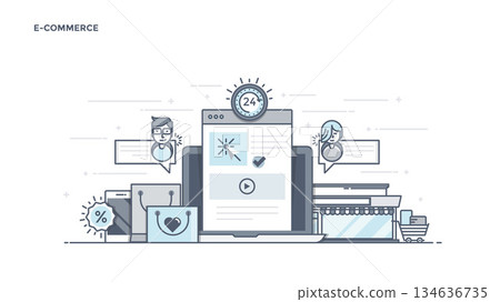 Flat Line Design Header - E-Commerce 134636735