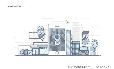 Flat Line Design Header - Navigation 134636738