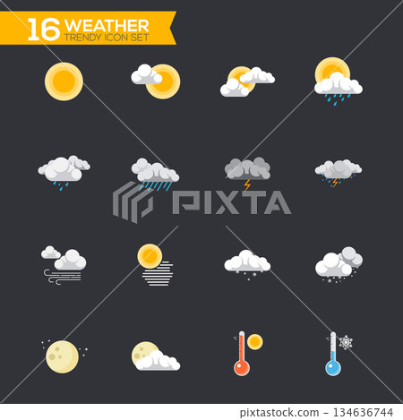 Flat weather Icons Set Flat weather Icons Set 134636744