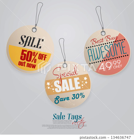 Vintage Sale Tags Design. Vector Vintage Sale Tags Design. Vector 134636747